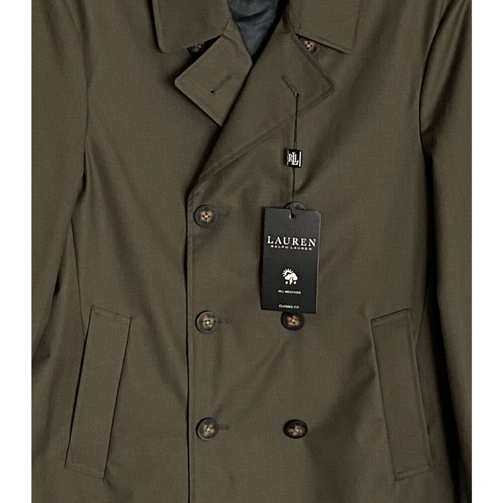 Lauren Ralph Lauren Coat Men's 40S All-Weather Coat Double-Breasted Olive NEW - Picture 2 of 12